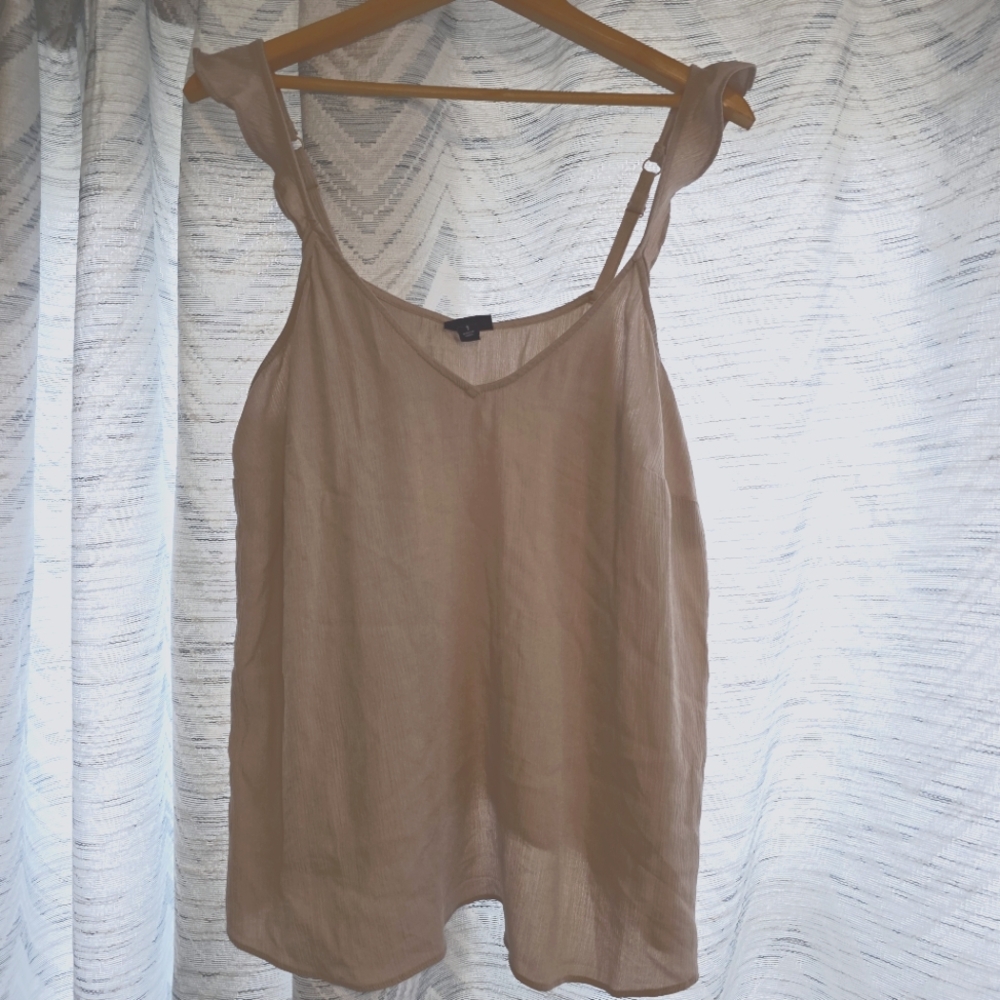 Torrid Cute Beige Ruffled Straps  Crinkle Gauze Camisole Top Plus 1X